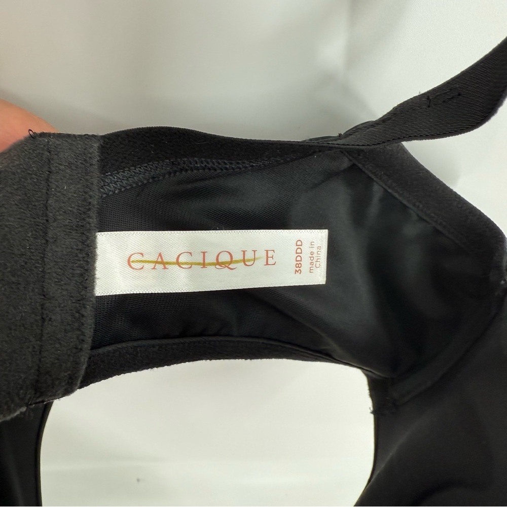 CACIQUE SIMPLY WIRE FREE TSHIRT BRA Size 38DDD Black Full Coverage Back Closure - Picture 4 of 6